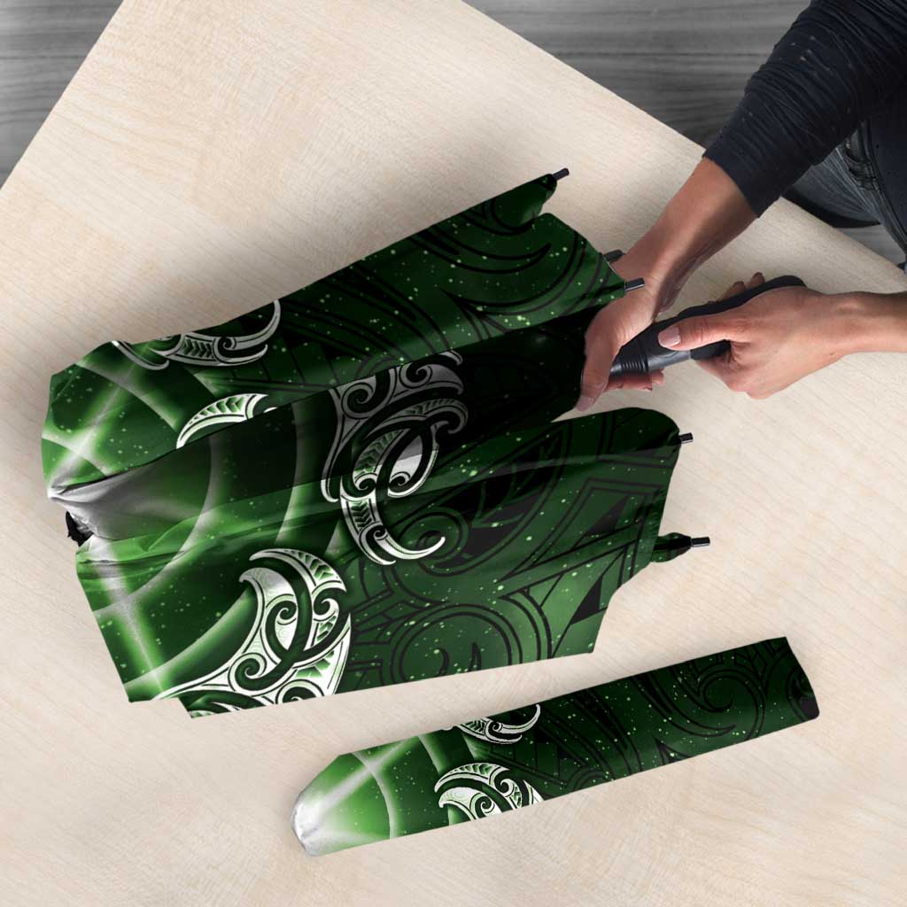 New Zealand Matariki Tupuarangi Umbrella Maori Moko Green Galaxy LT05 - Polynesian Pride