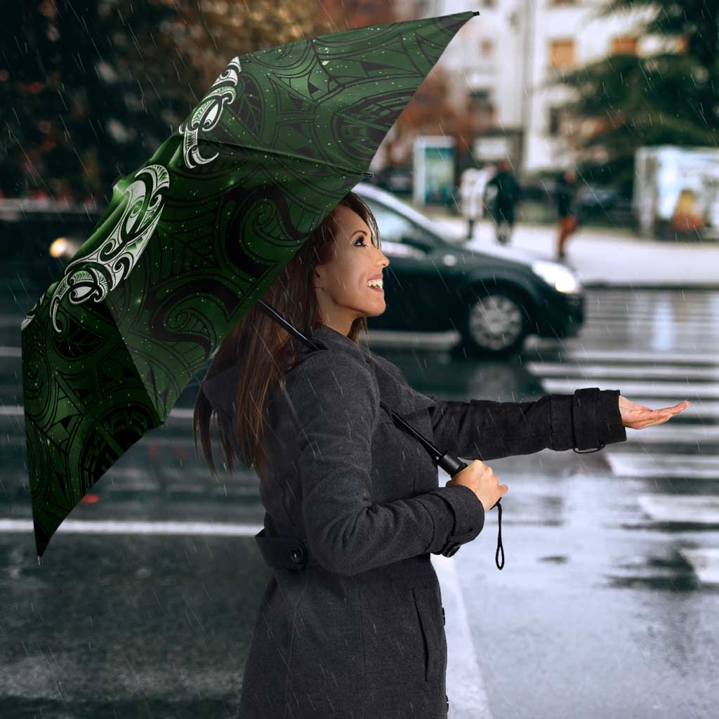 New Zealand Matariki Tupuarangi Umbrella Maori Moko Green Galaxy LT05 - Polynesian Pride