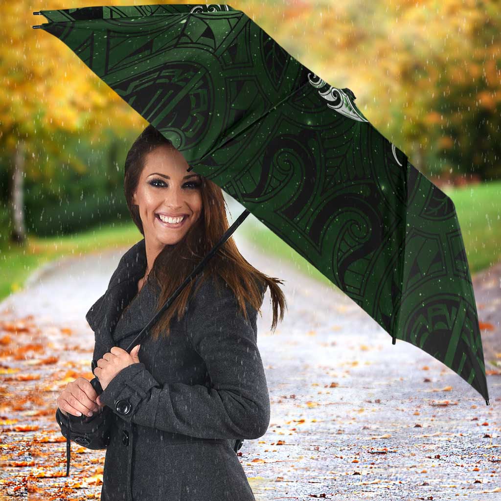 New Zealand Matariki Tupuarangi Umbrella Maori Moko Green Galaxy LT05 - Polynesian Pride