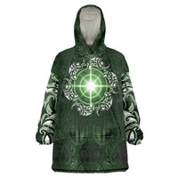 New Zealand Matariki Tupuarangi Wearable Blanket Hoodie Maori Moko Green Galaxy