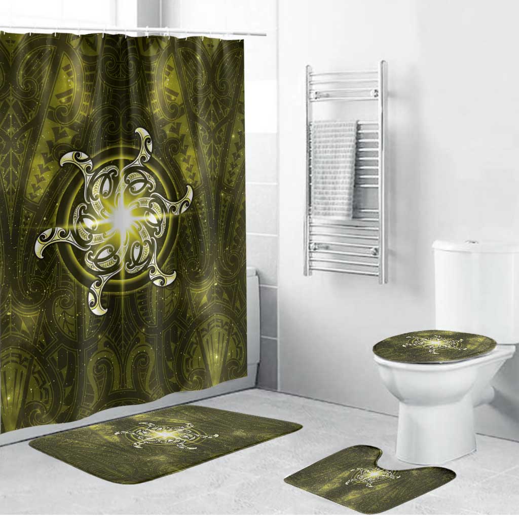 New Zealand Matariki Hiwaiterangi Bathroom Set Maori Moko Yellow Galaxy