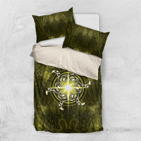 New Zealand Matariki Hiwaiterangi Bedding Set Maori Moko Yellow Galaxy LT05 US Twin 172cm x 218cm Yellow - Polynesian Pride