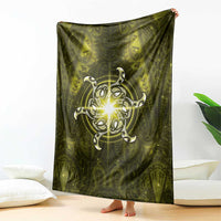 New Zealand Matariki Hiwaiterangi Blanket Maori Moko Yellow Galaxy LT05 - Polynesian Pride