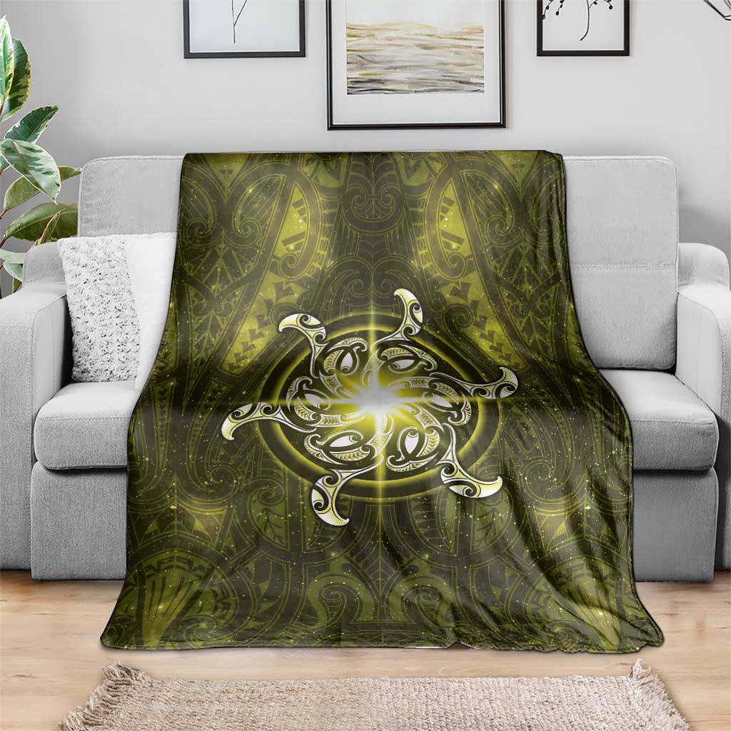 New Zealand Matariki Hiwaiterangi Blanket Maori Moko Yellow Galaxy LT05 - Polynesian Pride