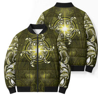 New Zealand Matariki Hiwaiterangi Bomber Puffer Jacket Maori Moko Yellow Galaxy LT05 - Polynesian Pride