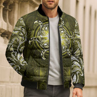 New Zealand Matariki Hiwaiterangi Bomber Puffer Jacket Maori Moko Yellow Galaxy LT05 - Polynesian Pride