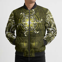 New Zealand Matariki Hiwaiterangi Bomber Puffer Jacket Maori Moko Yellow Galaxy LT05 - Polynesian Pride