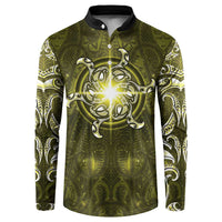 New Zealand Matariki Hiwaiterangi Button Sweatshirt Maori Moko Yellow Galaxy