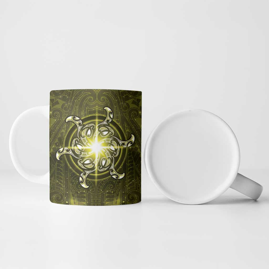 New Zealand Matariki Hiwaiterangi Ceramic Mug Maori Moko Yellow Galaxy LT05 - Polynesian Pride