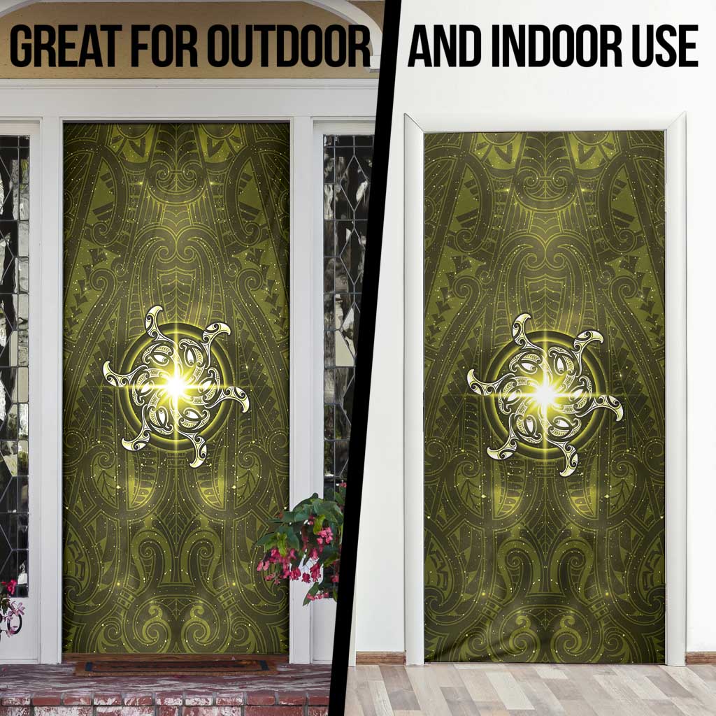 New Zealand Matariki Hiwaiterangi Door Cover Maori Moko Yellow Galaxy