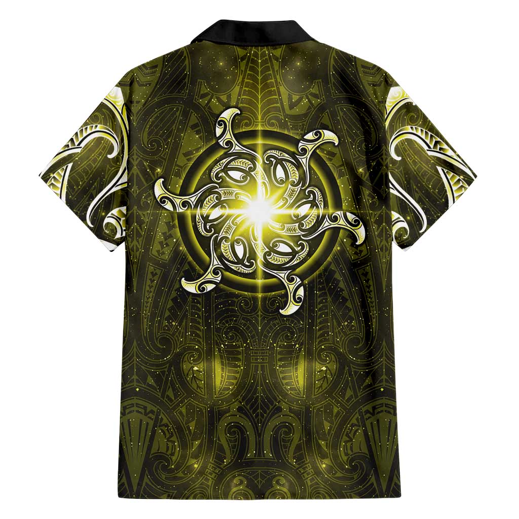 New Zealand Matariki Hiwaiterangi Family Matching Mermaid Dress and Hawaiian Shirt Maori Moko Yellow Galaxy