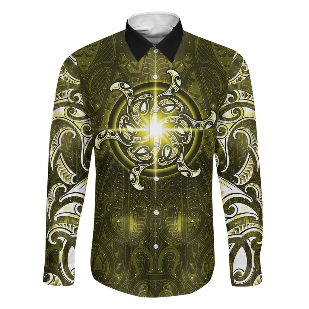 New Zealand Matariki Hiwaiterangi Family Matching Mermaid Dress and Hawaiian Shirt Maori Moko Yellow Galaxy