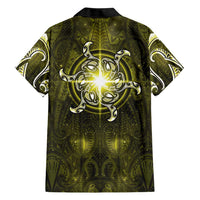 New Zealand Matariki Hiwaiterangi Family Matching Summer Maxi Dress and Hawaiian Shirt Maori Moko Yellow Galaxy