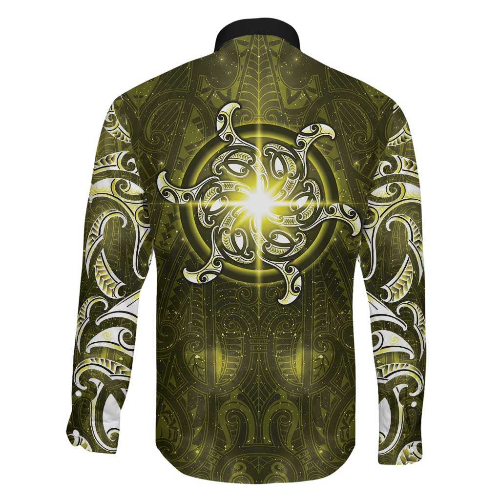 New Zealand Matariki Hiwaiterangi Family Matching Summer Maxi Dress and Hawaiian Shirt Maori Moko Yellow Galaxy