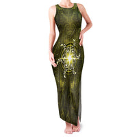 New Zealand Matariki Hiwaiterangi Family Matching Tank Maxi Dress and Hawaiian Shirt Maori Moko Yellow Galaxy