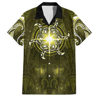 New Zealand Matariki Hiwaiterangi Hawaiian Shirt Maori Moko Yellow Galaxy