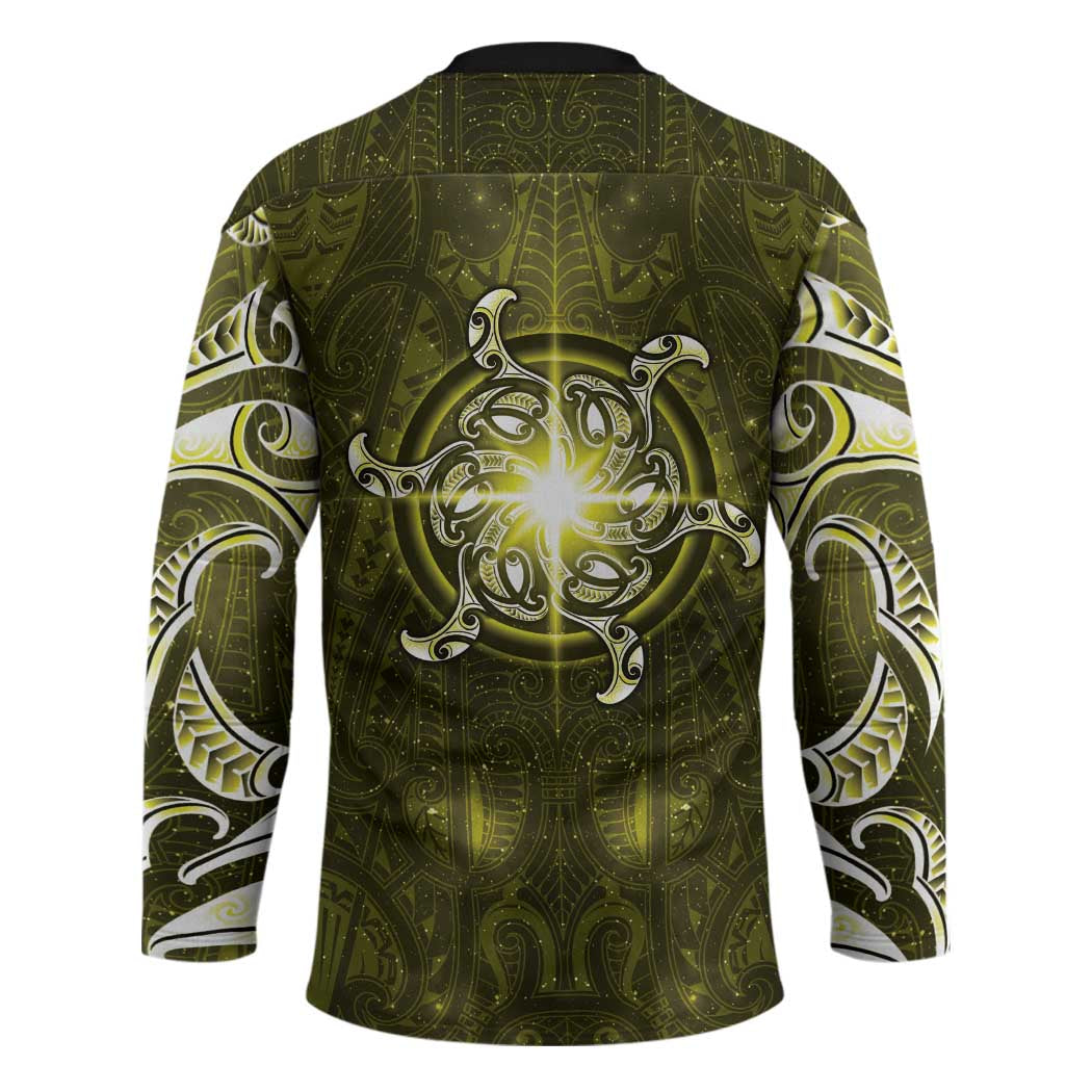 New Zealand Matariki Hiwaiterangi Hockey Jersey Maori Moko Yellow Galaxy