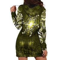 New Zealand Matariki Hiwaiterangi Hoodie Dress Maori Moko Yellow Galaxy