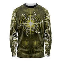 New Zealand Matariki Hiwaiterangi Long Sleeve Shirt Maori Moko Yellow Galaxy