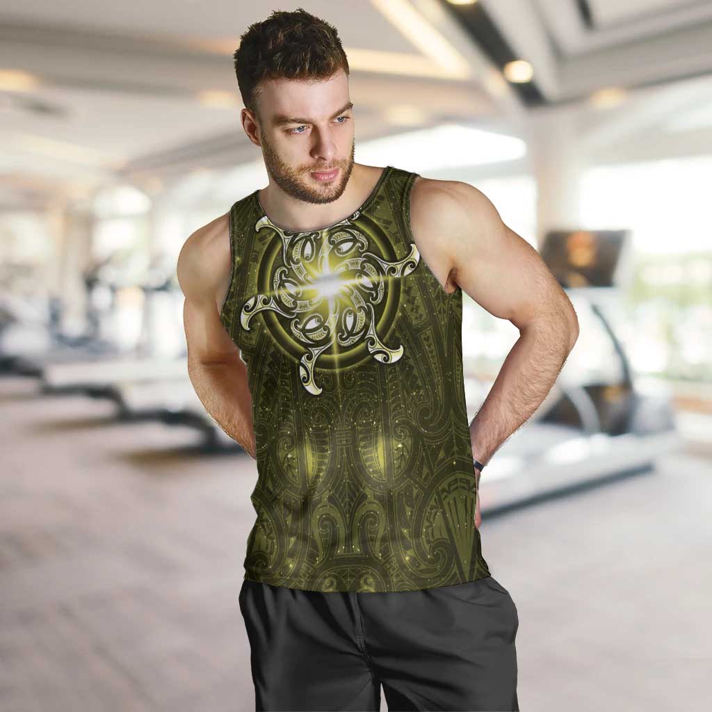 New Zealand Matariki Hiwaiterangi Men Tank Top Maori Moko Yellow Galaxy LT05 Yellow - Polynesian Pride