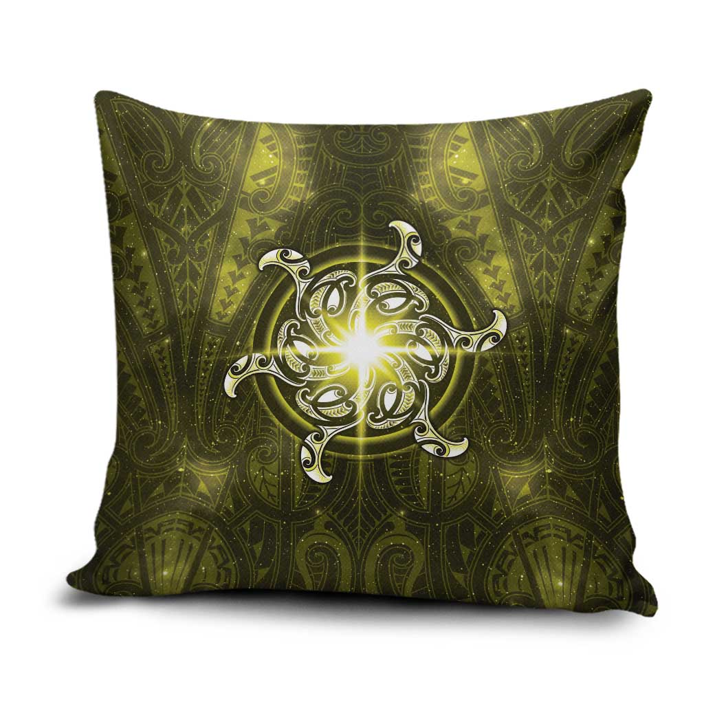 New Zealand Matariki Hiwaiterangi Pillow Cover Maori Moko Yellow Galaxy LT05 Yellow - Polynesian Pride