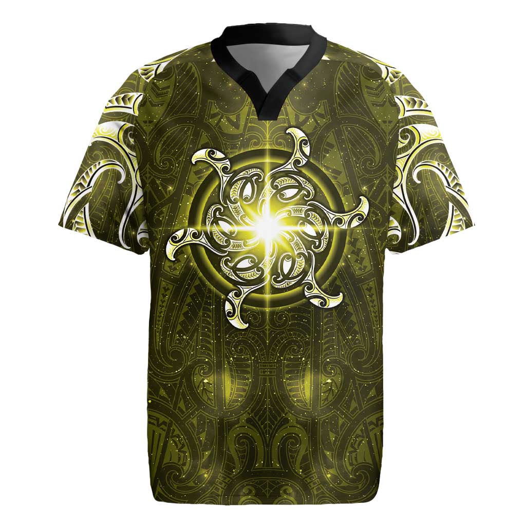 New Zealand Matariki Hiwaiterangi Rugby Jersey Maori Moko Yellow Galaxy LT05 Yellow - Polynesian Pride