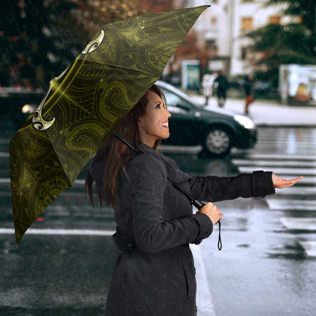 New Zealand Matariki Hiwaiterangi Umbrella Maori Moko Yellow Galaxy LT05 - Polynesian Pride
