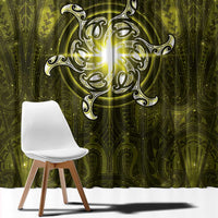New Zealand Matariki Hiwaiterangi Window Curtain Maori Moko Yellow Galaxy LT05 - Polynesian Pride