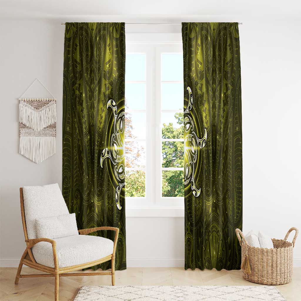 New Zealand Matariki Hiwaiterangi Window Curtain Maori Moko Yellow Galaxy LT05 - Polynesian Pride
