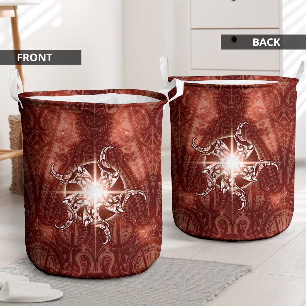 New Zealand Matariki Pohutukawa Laundry Basket Maori Moko Red Galaxy LT05 - Polynesian Pride