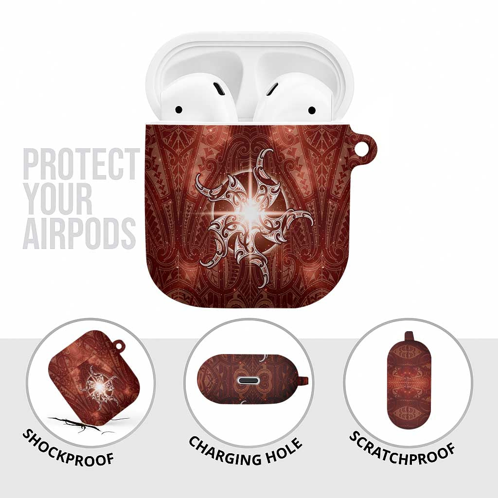 New Zealand Matariki Pohutukawa AirPods Case Maori Moko Red Galaxy