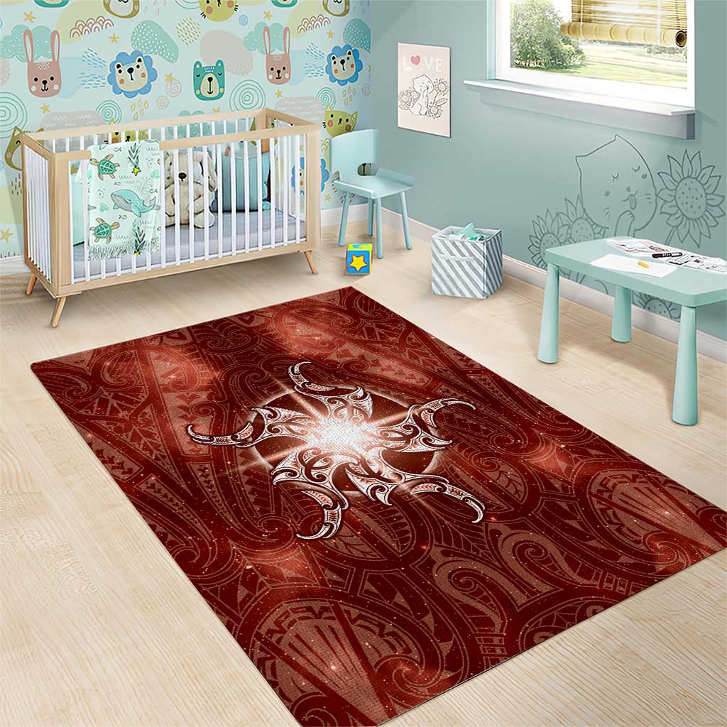 New Zealand Matariki Pohutukawa Area Rug Maori Moko Red Galaxy