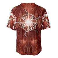 New Zealand Matariki Pohutukawa Baseball Jersey Maori Moko Red Galaxy LT05 - Polynesian Pride