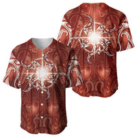 New Zealand Matariki Pohutukawa Baseball Jersey Maori Moko Red Galaxy LT05 - Polynesian Pride