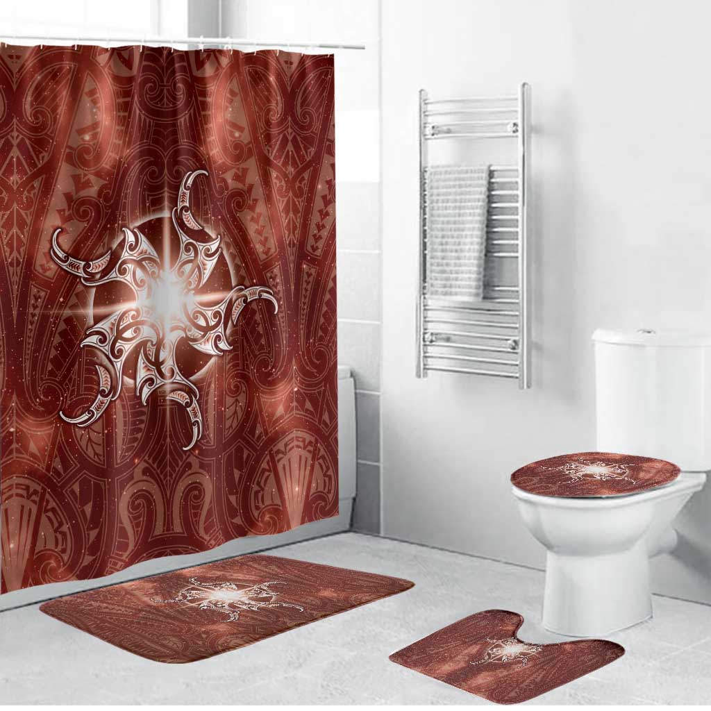 New Zealand Matariki Pohutukawa Bathroom Set Maori Moko Red Galaxy