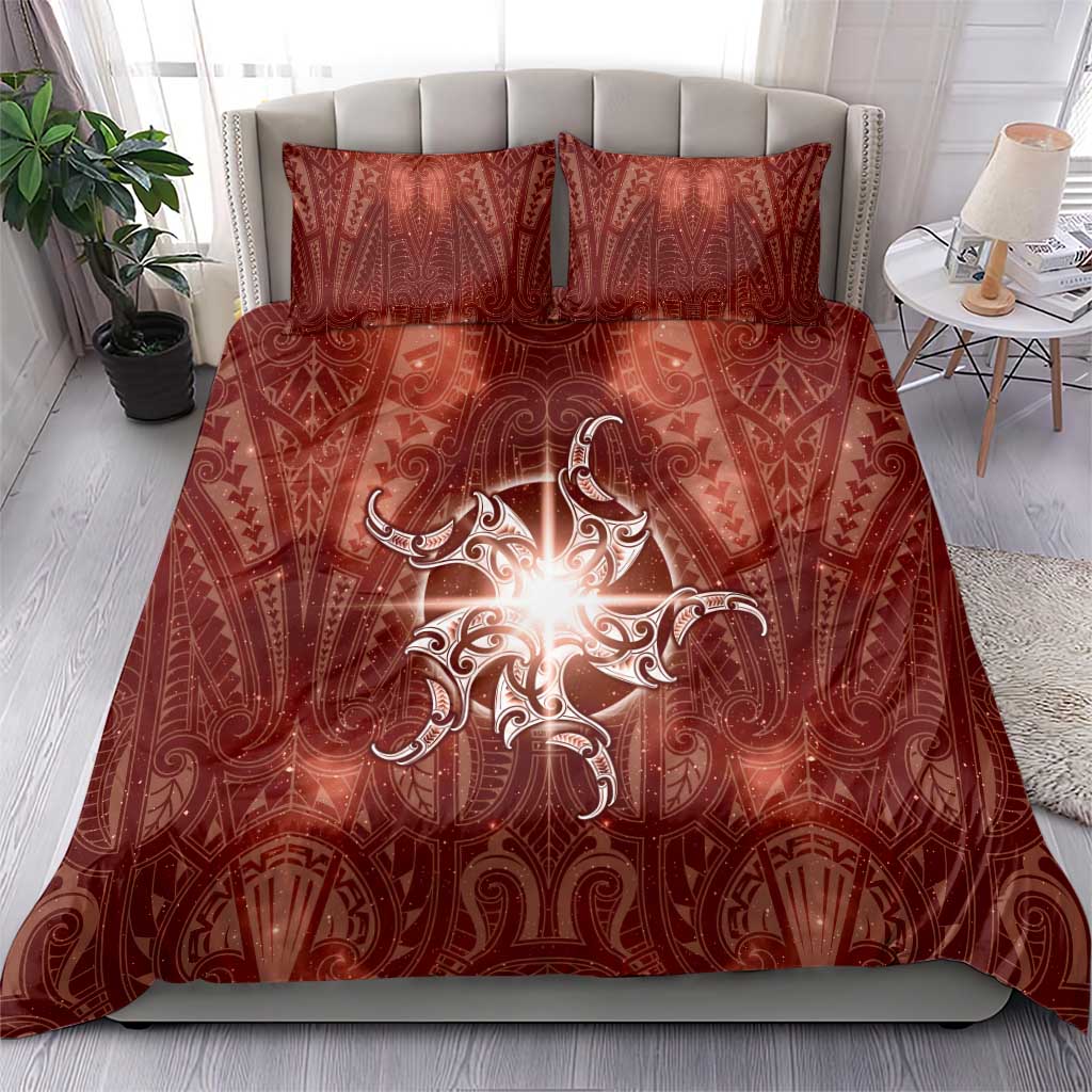 New Zealand Matariki Pohutukawa Bedding Set Maori Moko Red Galaxy LT05 - Polynesian Pride