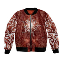 New Zealand Matariki Pohutukawa Bomber Jacket Maori Moko Red Galaxy LT05 Unisex Red - Polynesian Pride