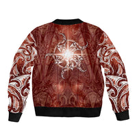 New Zealand Matariki Pohutukawa Bomber Jacket Maori Moko Red Galaxy LT05 - Polynesian Pride