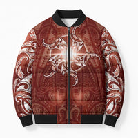 New Zealand Matariki Pohutukawa Bomber Puffer Jacket Maori Moko Red Galaxy LT05 Unisex Red - Polynesian Pride