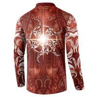 New Zealand Matariki Pohutukawa Button Sweatshirt Maori Moko Red Galaxy LT05 - Polynesian Pride