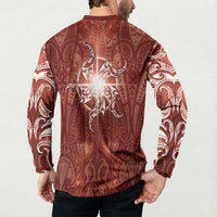 New Zealand Matariki Pohutukawa Button Sweatshirt Maori Moko Red Galaxy LT05 - Polynesian Pride
