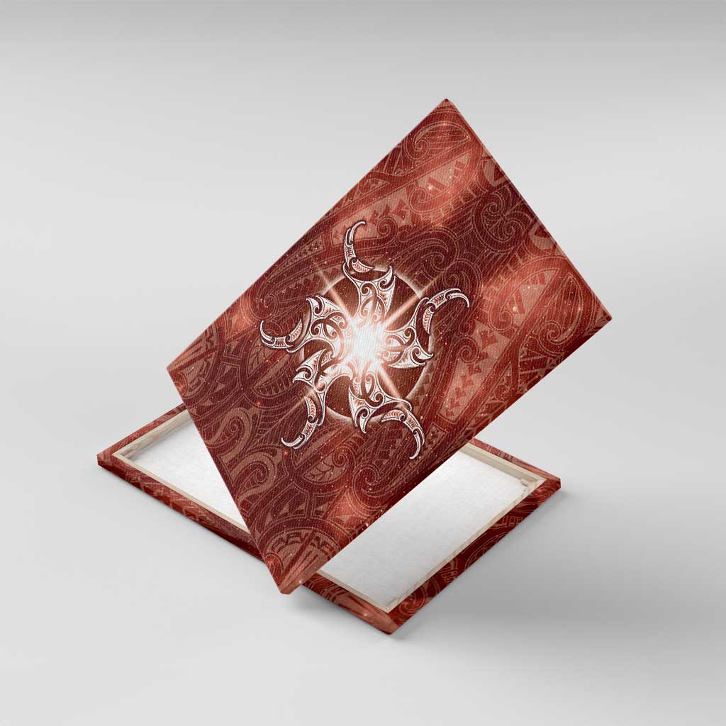 New Zealand Matariki Pohutukawa Canvas Wall Art Maori Moko Red Galaxy LT05 With Frame Red - Polynesian Pride