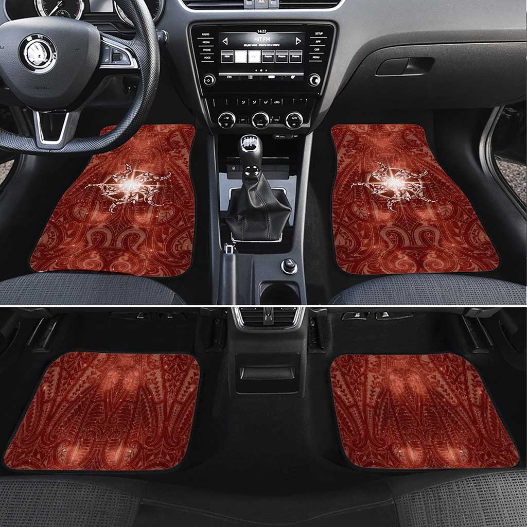 New Zealand Matariki Pohutukawa Car Mats Maori Moko Red Galaxy LT05 Set 4pcs Red - Polynesian Pride