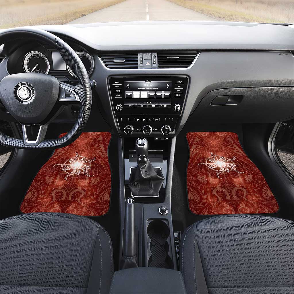 New Zealand Matariki Pohutukawa Car Mats Maori Moko Red Galaxy LT05 Set 2pcs - Front Red - Polynesian Pride