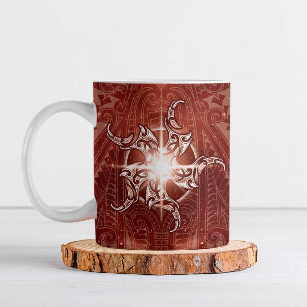 New Zealand Matariki Pohutukawa Ceramic Mug Maori Moko Red Galaxy LT05 Red - Polynesian Pride