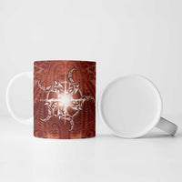 New Zealand Matariki Pohutukawa Ceramic Mug Maori Moko Red Galaxy LT05 - Polynesian Pride