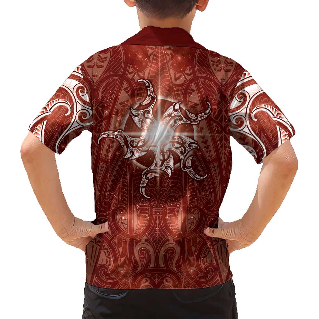 New Zealand Matariki Pohutukawa Family Matching Mermaid Dress and Hawaiian Shirt Maori Moko Red Galaxy