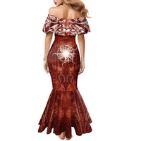 New Zealand Matariki Pohutukawa Family Matching Mermaid Dress and Hawaiian Shirt Maori Moko Red Galaxy