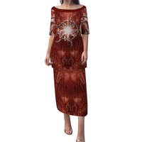 New Zealand Matariki Pohutukawa Family Matching Puletasi and Hawaiian Shirt Maori Moko Red Galaxy