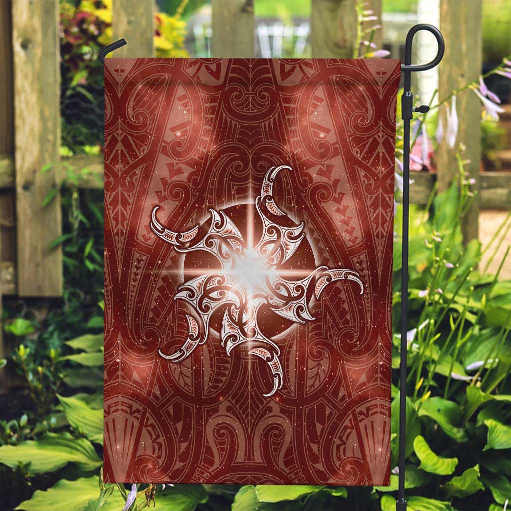 New Zealand Matariki Pohutukawa Garden Flag Maori Moko Red Galaxy LT05 Garden Flag Red - Polynesian Pride